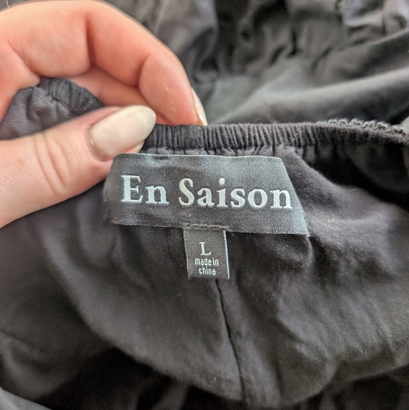 En Saison Poplin Back Tie Dress Mini Dress Black Women's Large - Picture 2 of 9